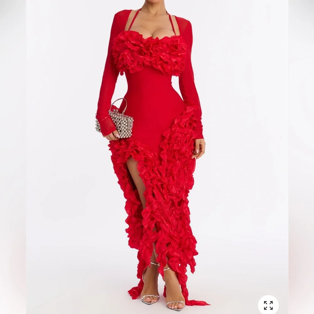 Fashion Nova Vibrant Red Asymmetrical Dress - Picture 1 of 2